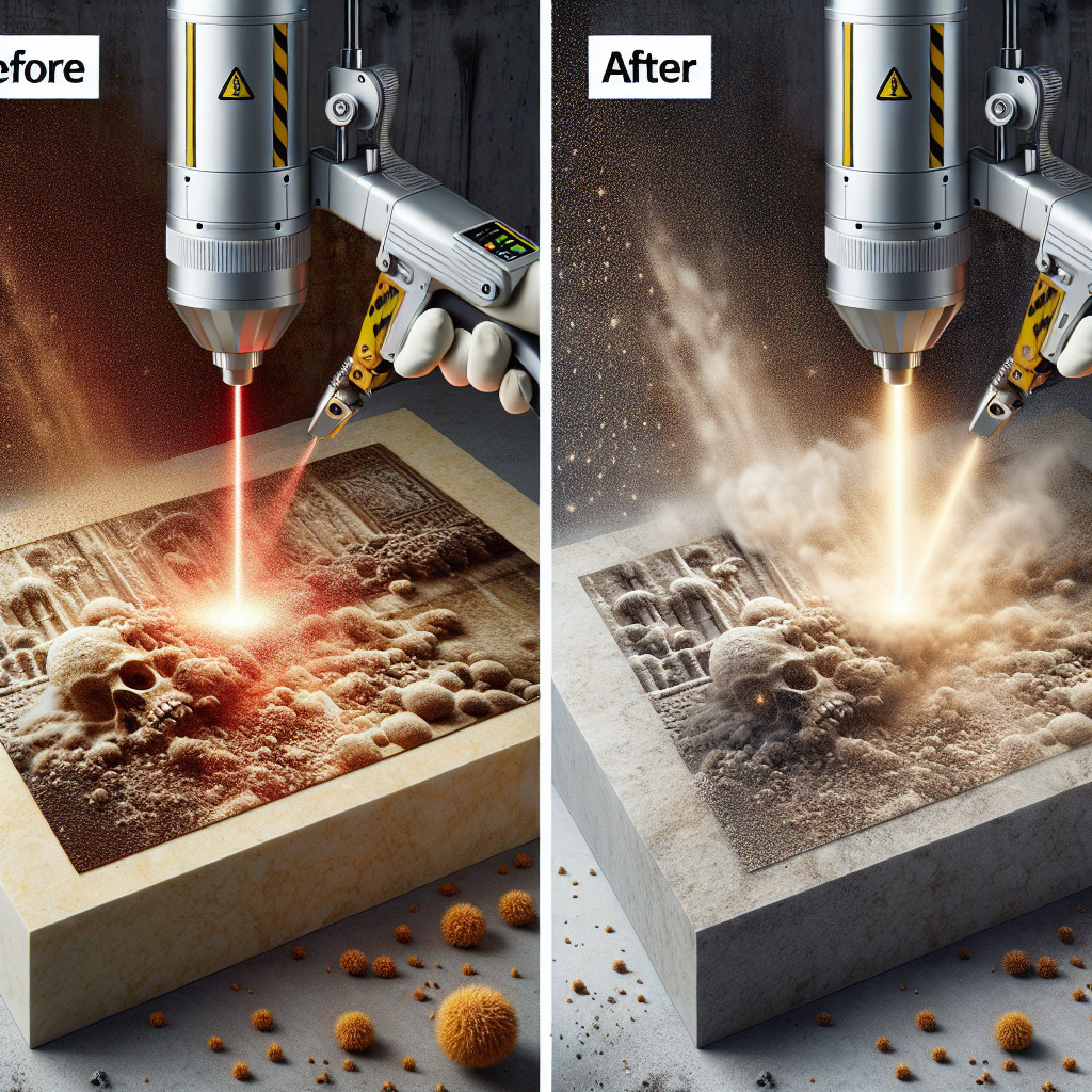 Laser cleaning for removing contaminants from stone surfaces